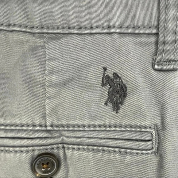 U.S. Polo Assn. Men’s Beige Khaki Pants, W34 L30 - Slim Fit, Embroidered Logo - Picture 7 of 10
